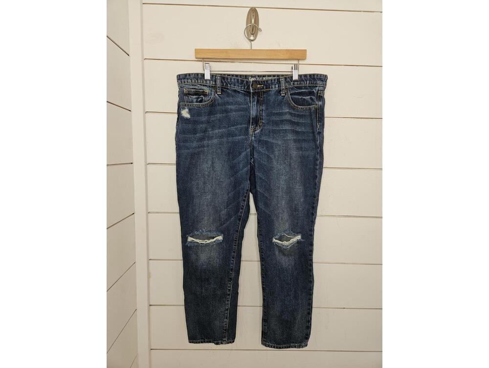 Gap size 14 blue distressed sexy boyfriend fit denim jeans